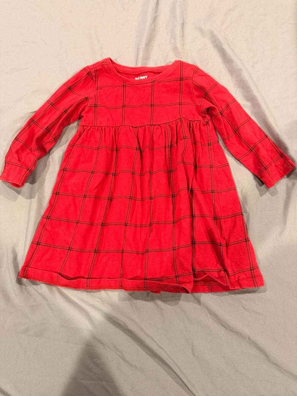 Old Navy Plaid Dress Size 12-18M Red Cotton